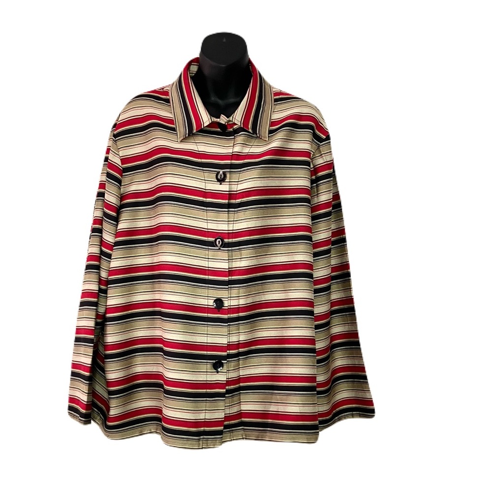 Sag Harbor Sporty Striped Jacket - Red, Black, Tan Reg Fit